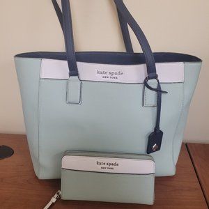 Kate Spade New York Spring Meadow Color Block Tote and Matching Zipper Wallet